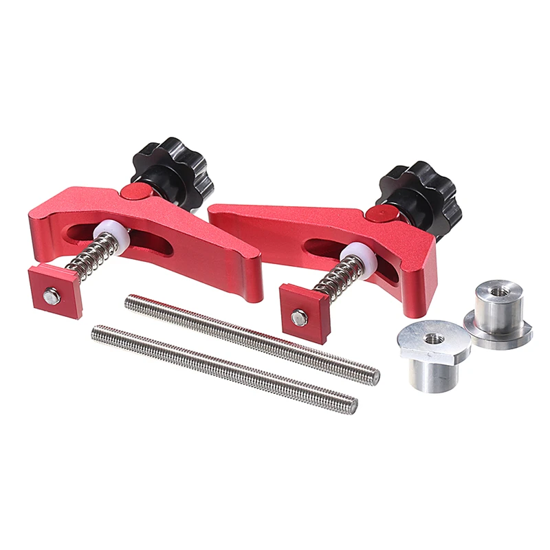 

2pcs Aluminum Alloy Quick Acting Hold Down Clamp T-Slot T-Track Clamp Set with Metal Box Woodworking Tools