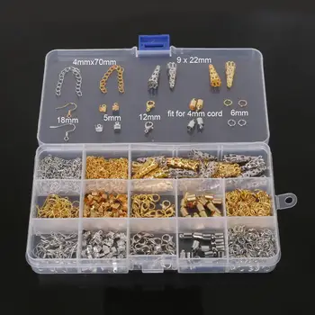 

800pcs/Set Bead Caps Jump Rings Earring Hook Crimp End Cap Lobster Clasp Extension Chain DIY Making Jewelry Findings Accessories