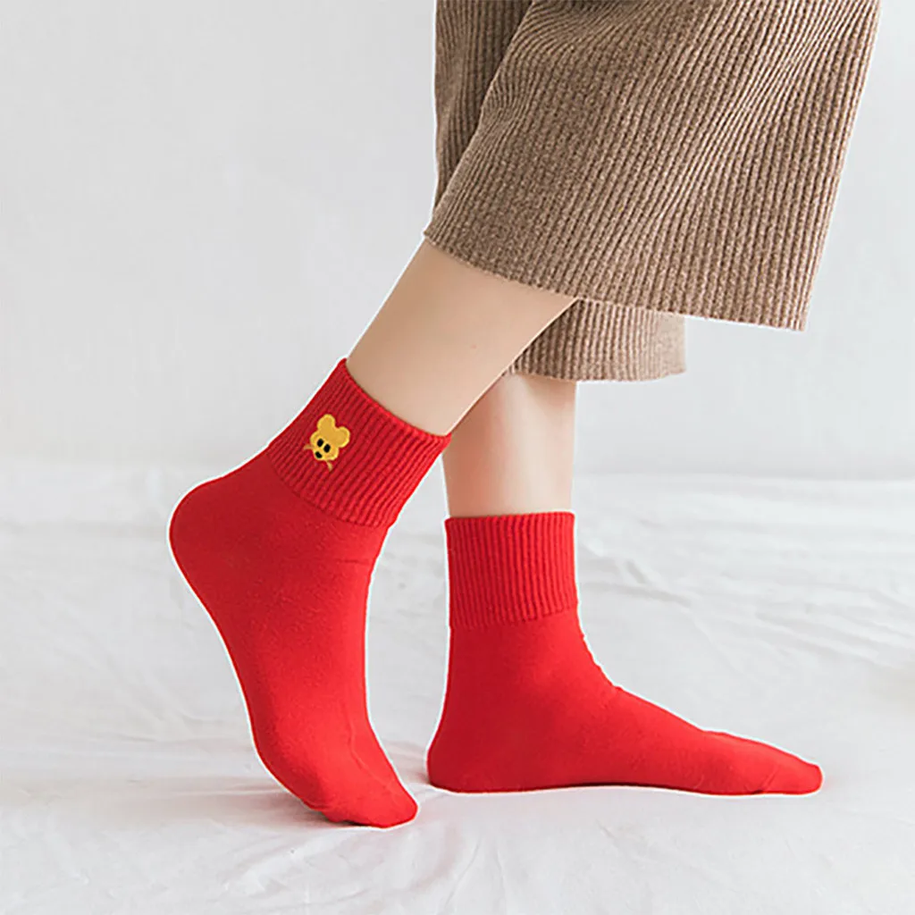 1 пара носков унисекс, хлопок, забавные носки с принтом животных, женские и мужские уличные носки с вышивкой, женские носки, Calcetines Mujer