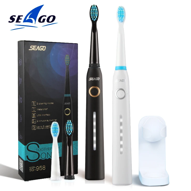 SEAGO cepillo de dientes eléctrico recargable para adultos cepillo de dientes electrónico pinceles automáticos resistente al agua blanqueamiento sónico cepillo de dientes E4