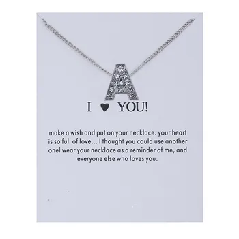 

Dogeared Necklace with Card High Quality 26 English Letter I Love You Noble and Delicate Choker Valentine Christmas Gift