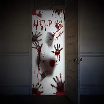 

Halloween Blooding Handprint Stickers Scary Door Curtain Party Spooky Decoration