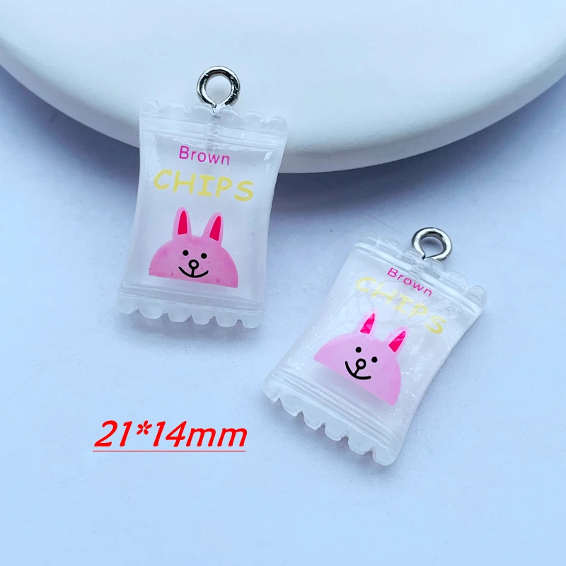 10 Pcs Cute Kawaii Cartoon Animal, Candy Series Resin Flat DIY Handicraft Pendant Key Ring Center Decoration Accessories 098