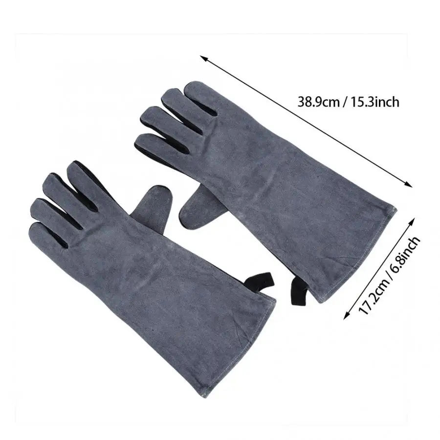 Защитные Перчатки Водонепроницаемые кожаные садовые перчатки длинные толстые тяжелые термостойкие кулинарные рукавицы