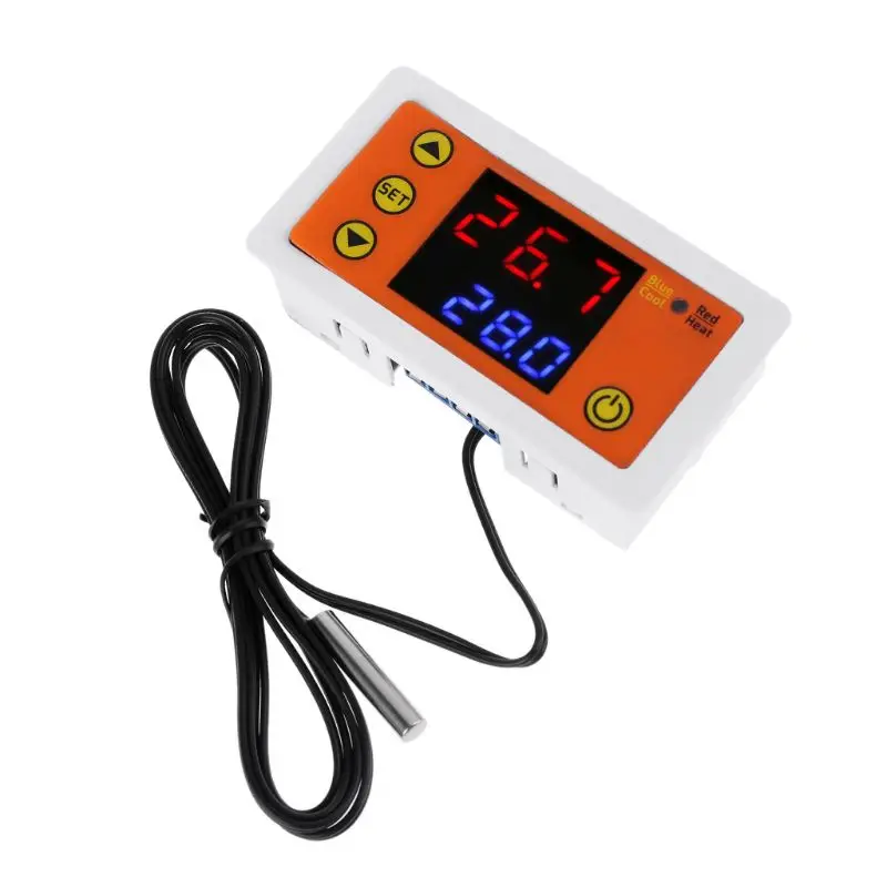 

AC 110V-220V DC 12V LED Display Digital Thermostat Heating Cooling Temperature Controller Regulator with Buzzer