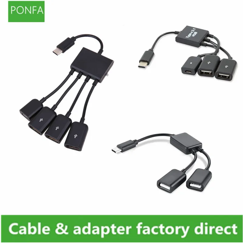 Несколько OTG 4 порта type-C зарядное устройство черз порт USB концентратор Кабельный
