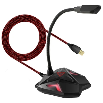

USB Computer Game Microphone, Gooseneck Condenser Microphone Braided Line Microphone Can Be Connected to Headphones