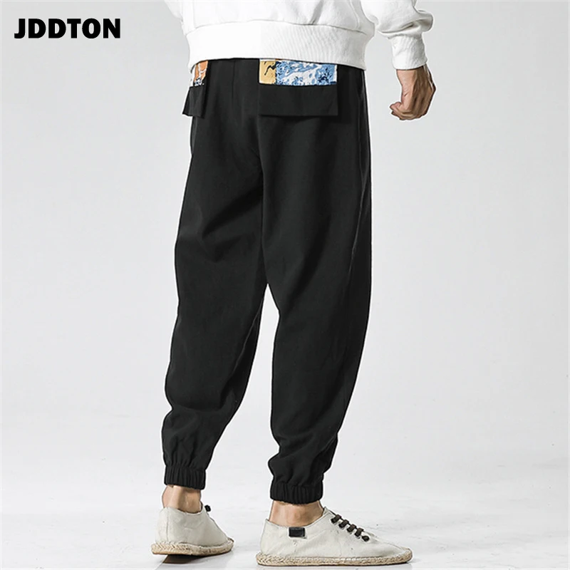 

JDDTON Men's Loose Harem Autumn Pants Chinese Style Print Man Sweatpants Ankle Length Pant Casual Streetwear Male Trousers JE157