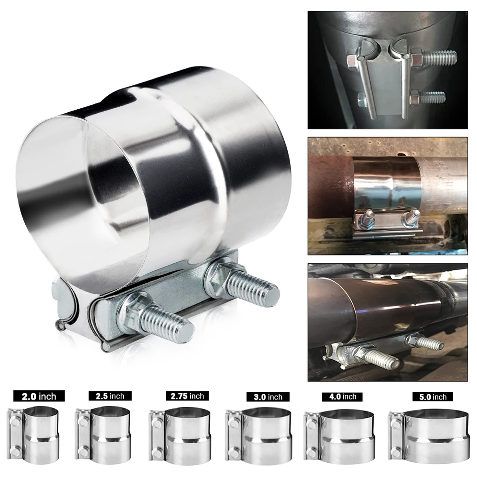 ESEWALAS 2.5 Inch Stainless Steel Exhaust Butt Joint Clamp - 304 SS Non-Weld Exhaust Band Coupler For Muffler, Pipe, Catalytic Converter (2.5")