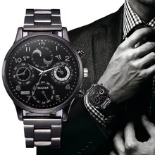 Reloj de pulsera de cuarzo para hombre, cronógrafo analógico de acero inoxidable, de cristal, a la moda, erkek kol saati zegarek Q7, 2019