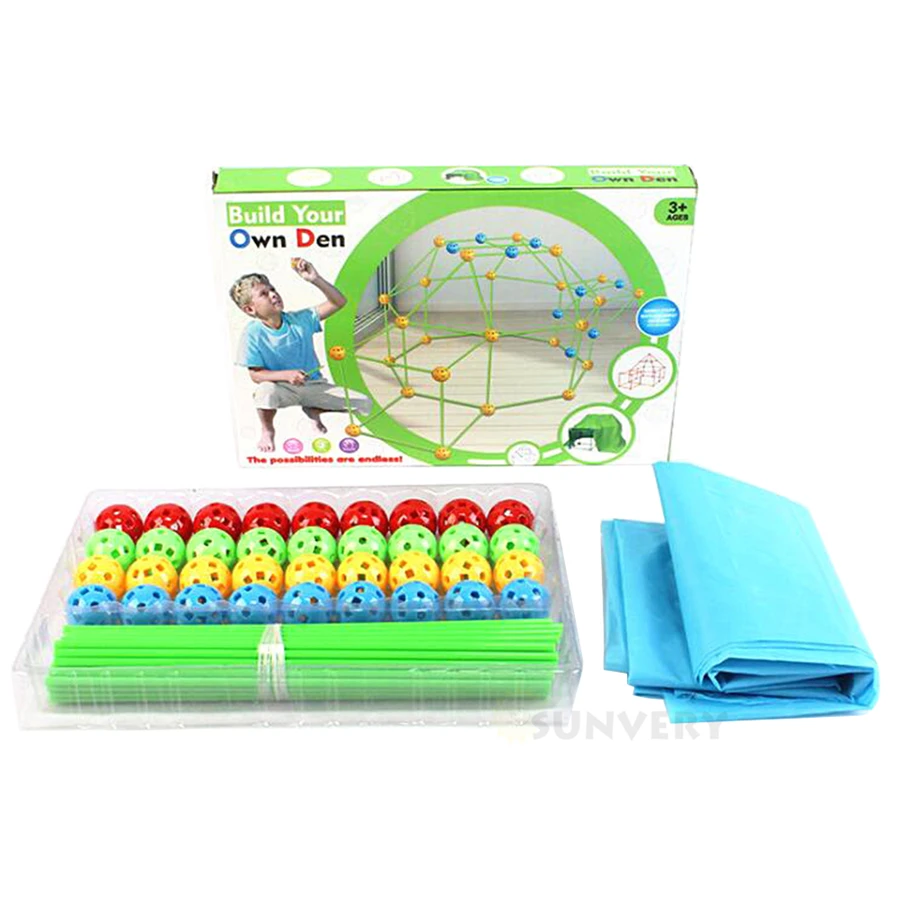 Kit de construcție fortăreață pentru copii corturi joc pentru copii fort build kid DIY 3D asamblare cort jucărie cadou pentru copii, jucărie de construcție pentru copii castele tunel ziua de naștere bloc de construcție sporturi în aer liber