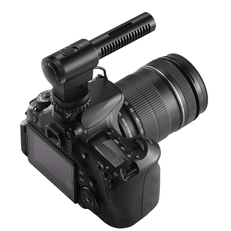 Professional Stereo Microphone Super Low Noise Cardioid Video Recording Microphone Photography Interview Replaceable Battery for