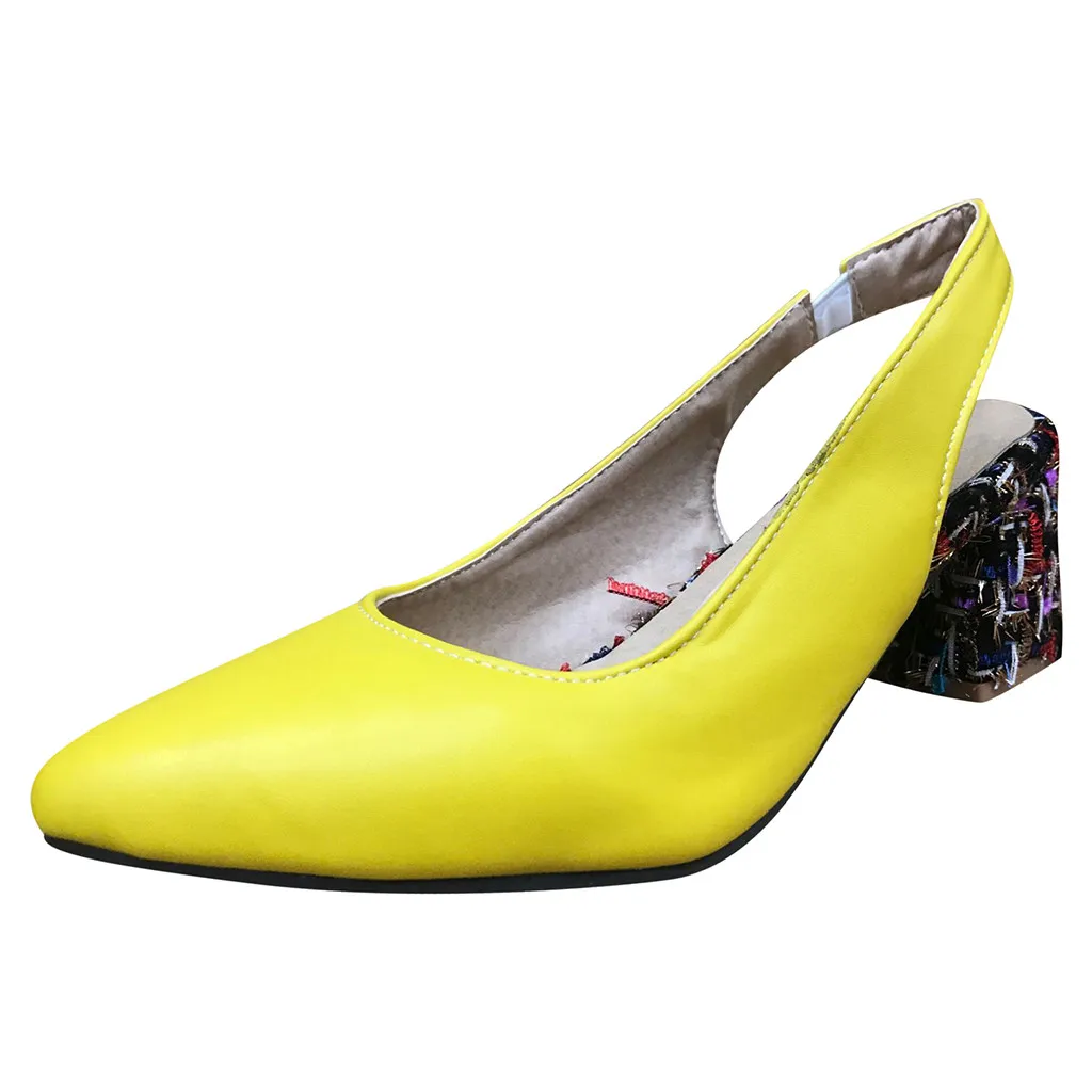

woman sandals 2019 summer Zapatos De Mujer Pointed ladies shoes chaussures femme Large Size Elastic Band Square heel Sandals