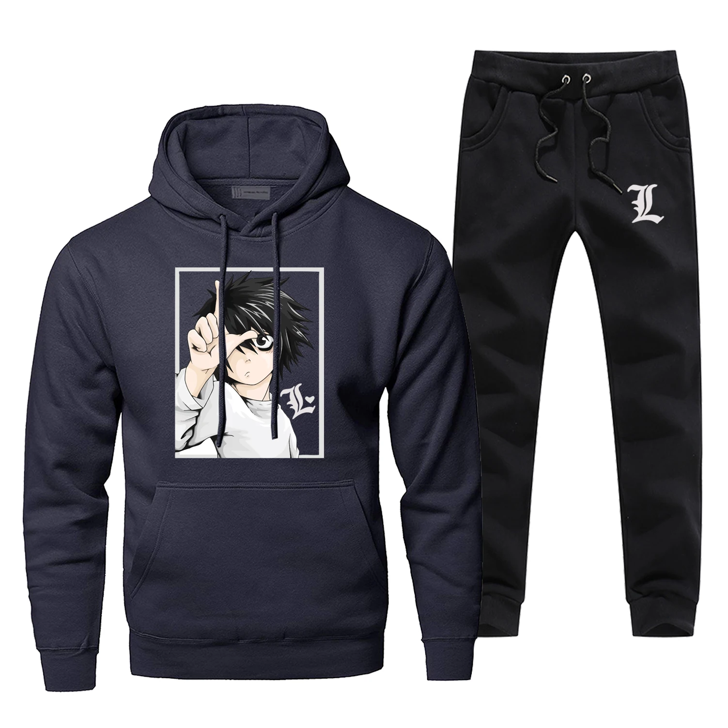 Death Note, японский стиль, принт, мужской комплект, модный, Yagami, светильник, японское аниме, Мужской полный костюм, спортивный костюм, флис, Kira, штаны, толстовка