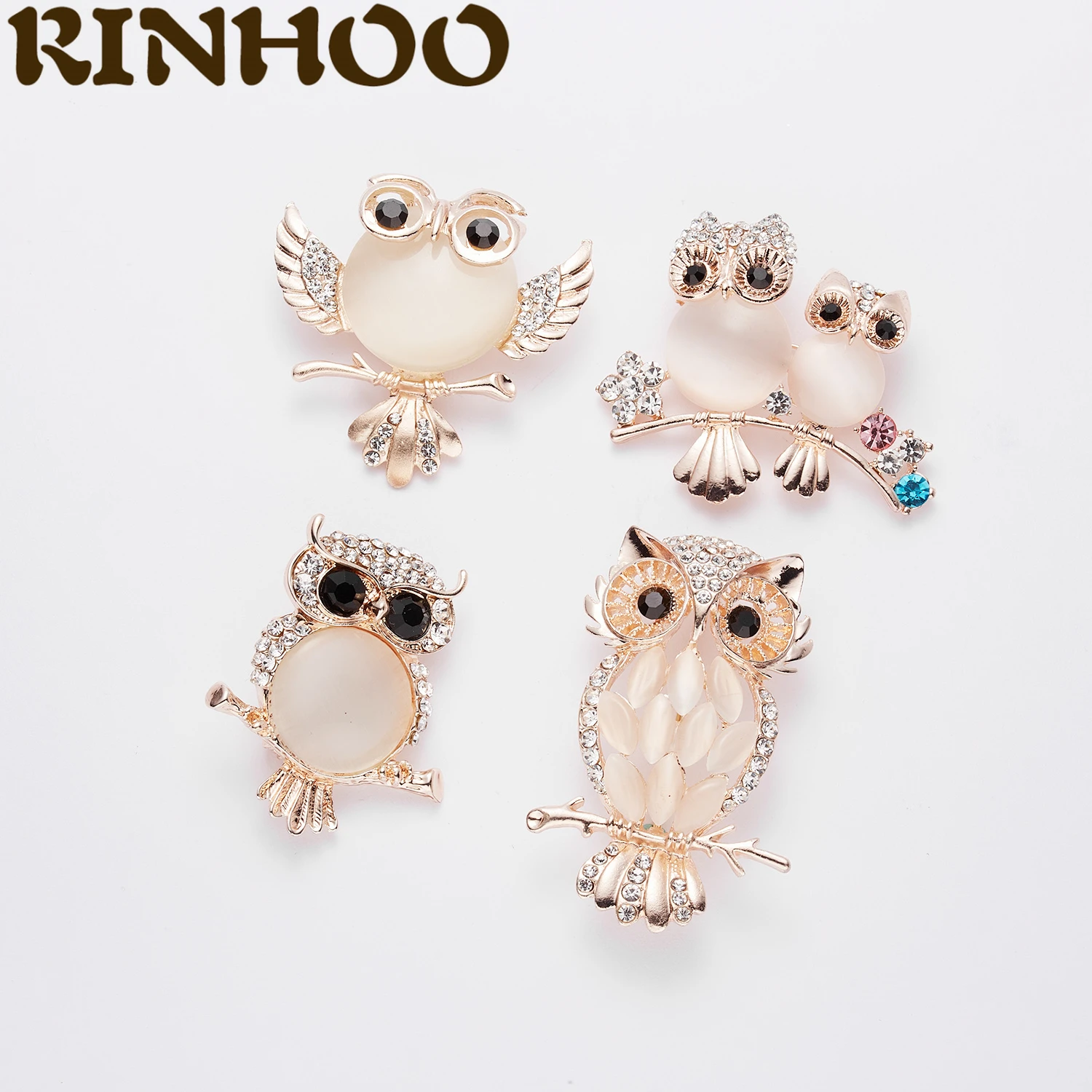 Женская брошь в форме птицы Rinhoo Элегантные Броши из опалового Сова с фианитами