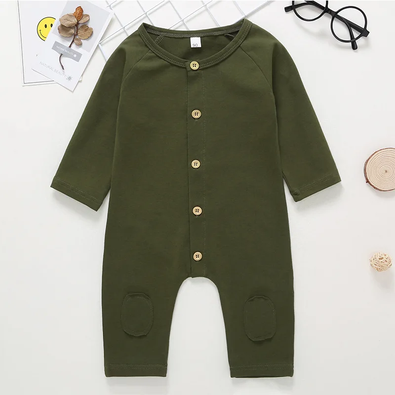

Spring Autumn Baby Boy Long Sleeve Jumpsuit Solid Clothing Infant Baby One Piece 0-24M