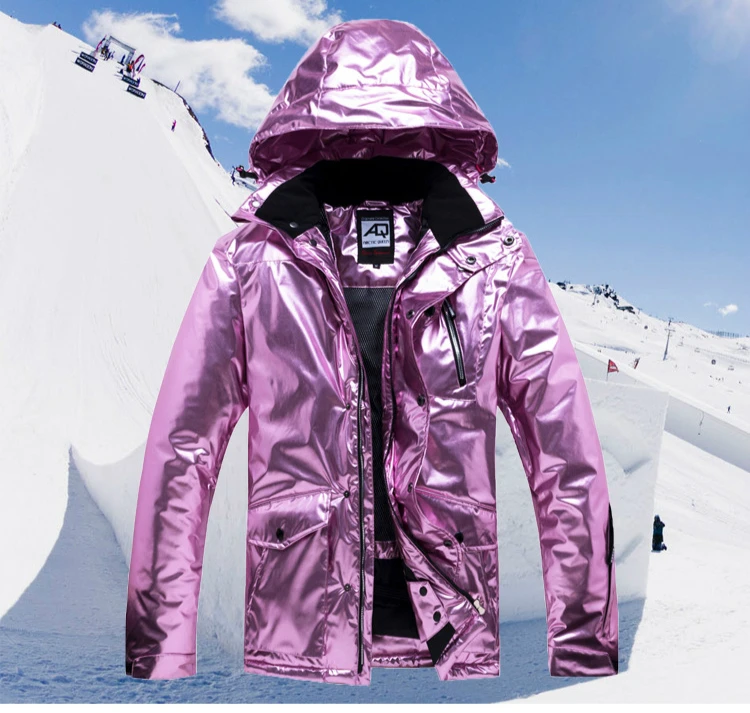 Лыжная куртка для женщин/мужчин, водонепроницаемые ветрозащитные костюмы, серебристая Глянцевая зимняя куртка, пальто, зимние куртки для пар, сноуборд+ лыжные штаны, комплекты