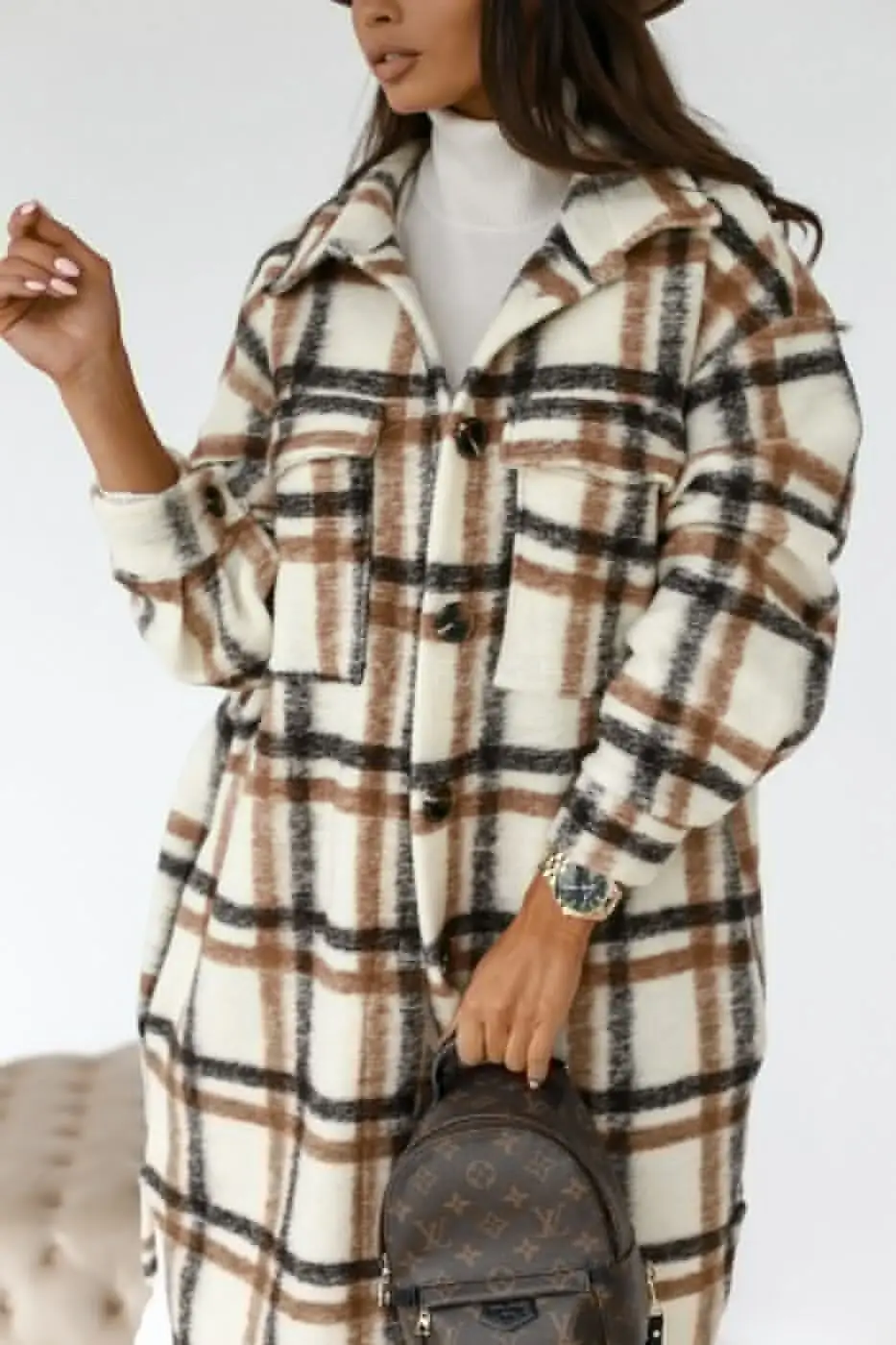 2022 Spring Long Thin Checked Women Jacket Retro Plaid Long Coat Oversized Female Streetwear Windbreaker Outfits Overcoat