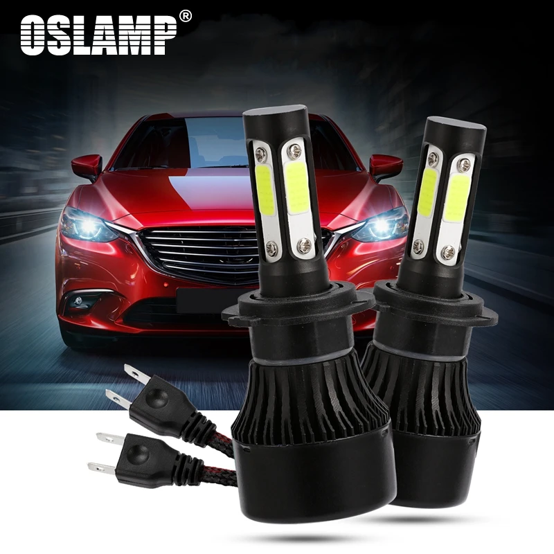 Автомобильные светодиодные лампы Oslamp X7 H7 4 боковые светящисветодиодный фары COB