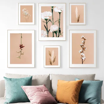 

Nature Plant Reed Carnation Vintage Wall Art Canvas Painting Nordic Posters And Prints Wall Pictures For Living Room Home Decor