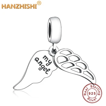 

Fit Original Fine Charm Bracelet Silver 925 Original Wings My Angel Pendant Charm Antique Jewelry For Women Personalized Gift
