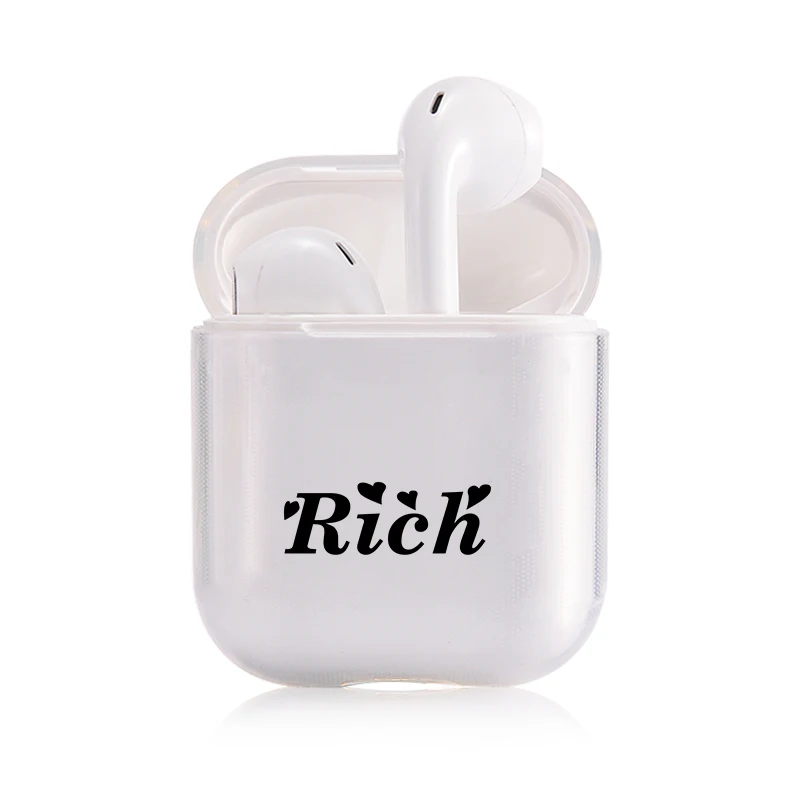 Беспроводной чехол Airpods с надписью Love Heart Rainbow Red Letter, защитный прозрачный чехол для наушников, классный портативный милый чехол для наушников - Цвет: I201177