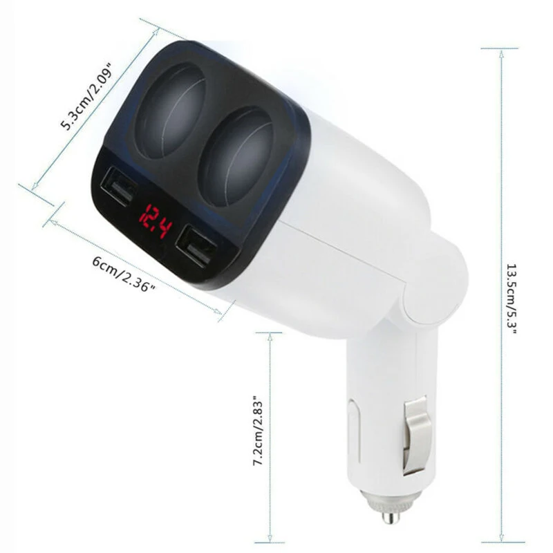 2Way автомобильное зарядное устройство двойной USB прикуриватель гнездо разветвитель адаптер 12-24 В