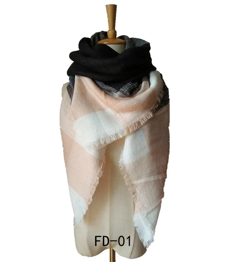 Зимний клетчатый кашемировый шарф женский большой квадратный шарф теплый шерстяной пашмины женские шали и палантины женский шарф - Цвет: 33