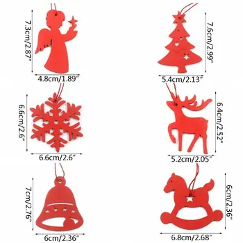 

Set of 6 Wooden Hanging Snowflakes Elk Pendants Xmas Tree Ornament Tag Christmas Party Decoration Santa DIY Wood Craft Kids Gift