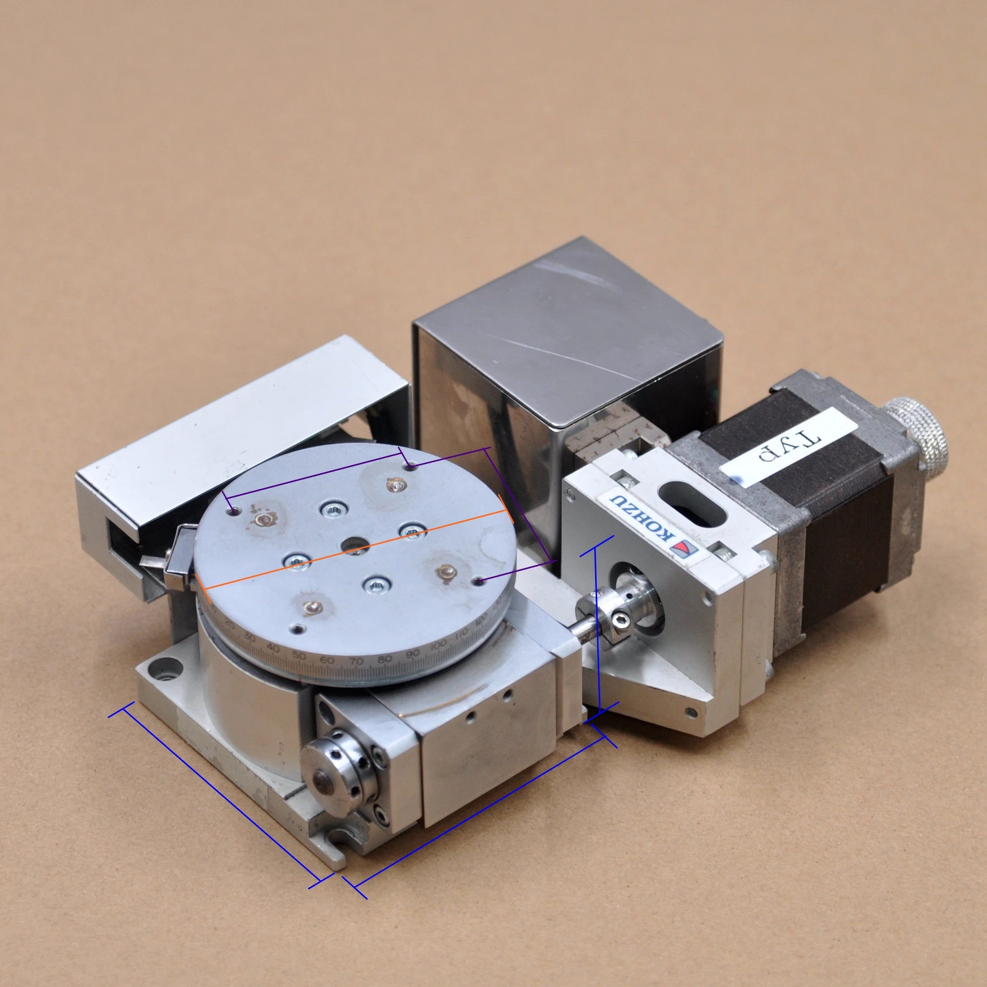 

KOHZU R-axis 70 * 70mm RA07-02 electric precision rotary work slide optical displacement platform aluminum