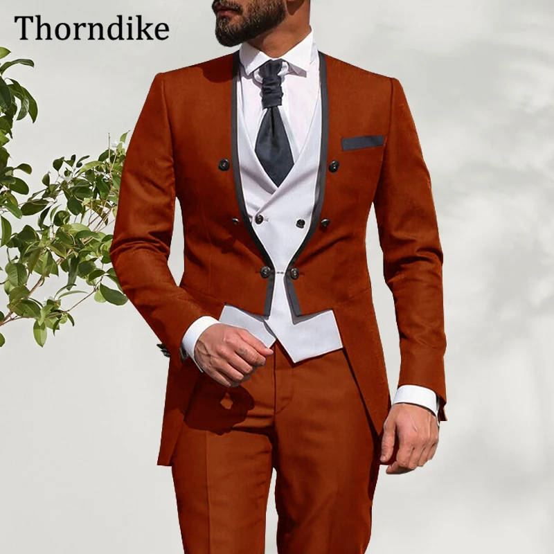 Pants-Set Tuxedos Blazers Weeing-Suit Groomsmen Custom-Made Thorndike for Casual Double-Breasted