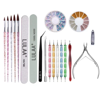 

19pcs Nail Art Set Dead Skin Removal Pedicure Dotting Tool DIY Manicure Home Rhinestones Professional Salon Drill Pen Decoration