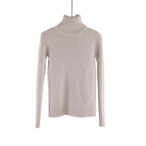 Pink Apricot Теплые женские свитера с высоким воротом, однотонные мягкие повседневные осенние пуловеры, зимняя одежда, модные обтягивающие женские 13374 - Цвет: Pink Apricot