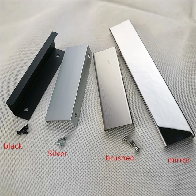 Maniglie per mobili nascoste a specchio spazzolato argento nero armadio da  cucina in acciaio inossidabile tira