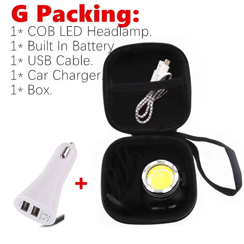 G Packing Мини переносной налобный фонарь COB светодиодный налобный фонарь внутренний Аккумуляторный головной светильник - Испускаемый цвет: G Packing
