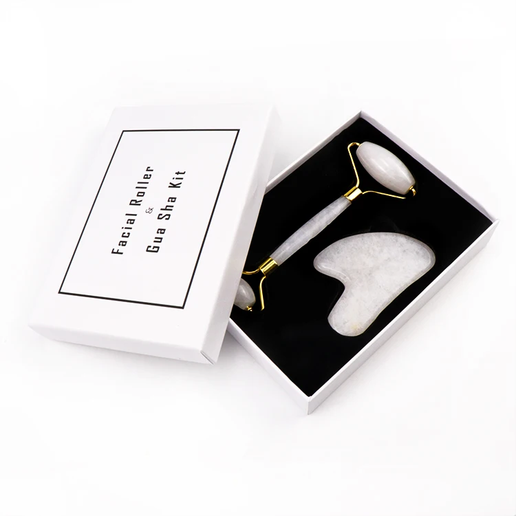 

Best White Tiger Jade Roller for Face 2 in 1 Gua Sha Set, 100% Real Quartz Anti Aging Face Eye Neck Stone Massage Roller