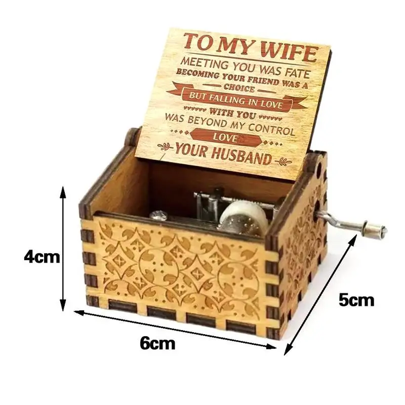 Старинная резная деревянная музыкальная шкатулка с ручным управлением, подарок на Рождество и день рождения для жены, вечерние украшения гроба