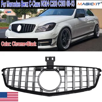 

MagicKit US STOCK For Mercedes Benz C Class W204 C180 C200 C300 2008-2013 Chrome Black GTR Style Front Grill