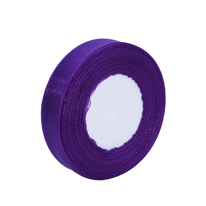 purple 2 см 50 ярдов ткань Шелковый Атласный органза полиэстер лента для шитья Свадебная вечеринка украшение тесьма для рукоделия Подарочный упаковочный пояс - Цвет: purple