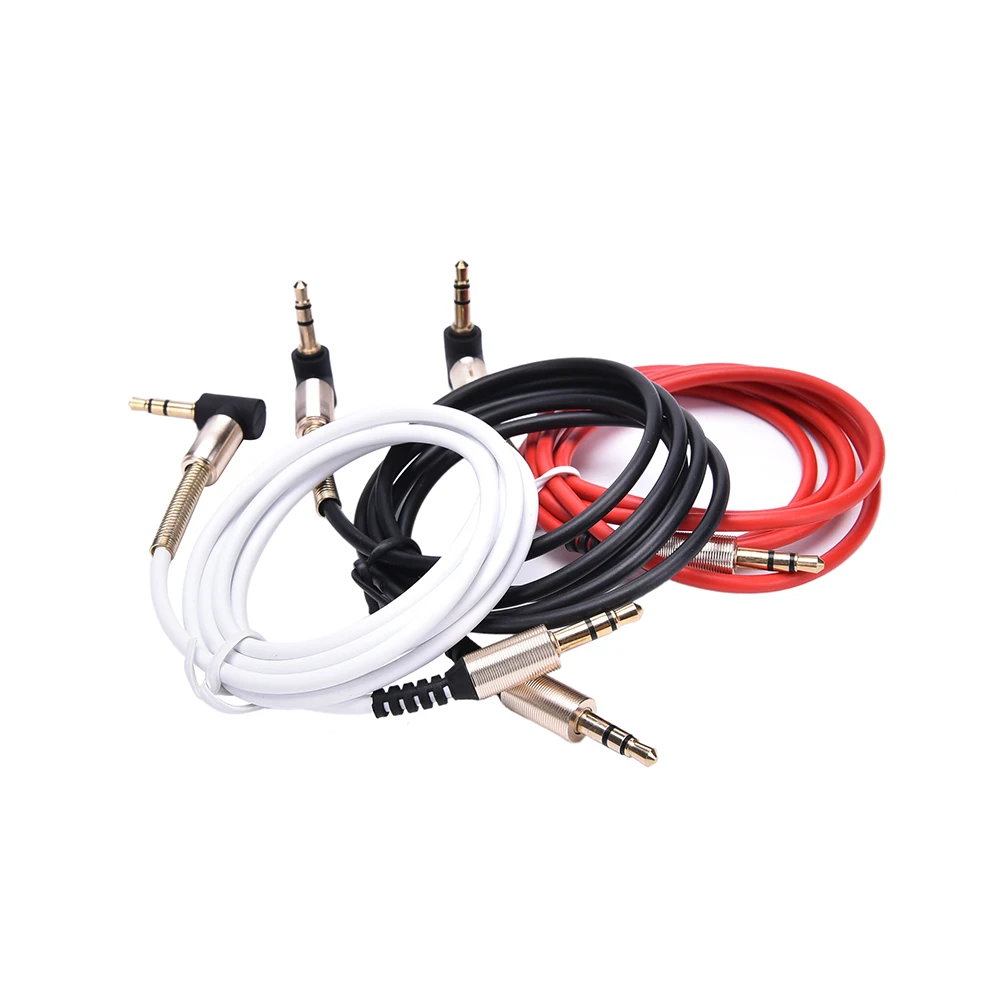 

Three colors 1m Right Angle Spring Stereo 3.5mm Male to Male Audio AUX Earphone Extension Cable