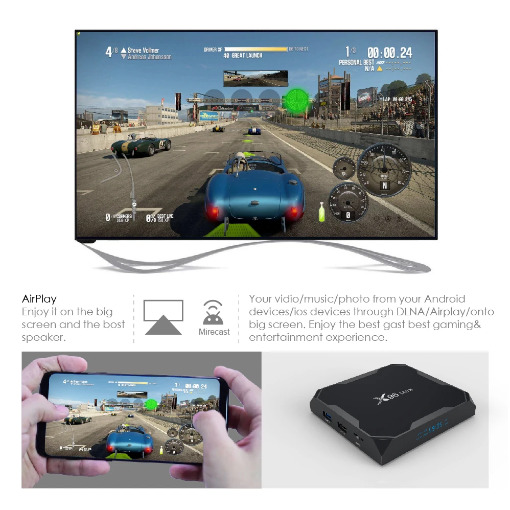 X96 Max четырехъядерный Android tv Box 4G 32G Android 8,1 OS tv Box с Bluetooth 1000M LAN голосовой пульт Поддержка IPTV set top box