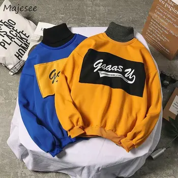 

Hoodie Men Printed Turtleneck Long Sleeve Letter Winter Clothes Mens Hoodies Pullover High Quality Casual Plus Size Korean Style