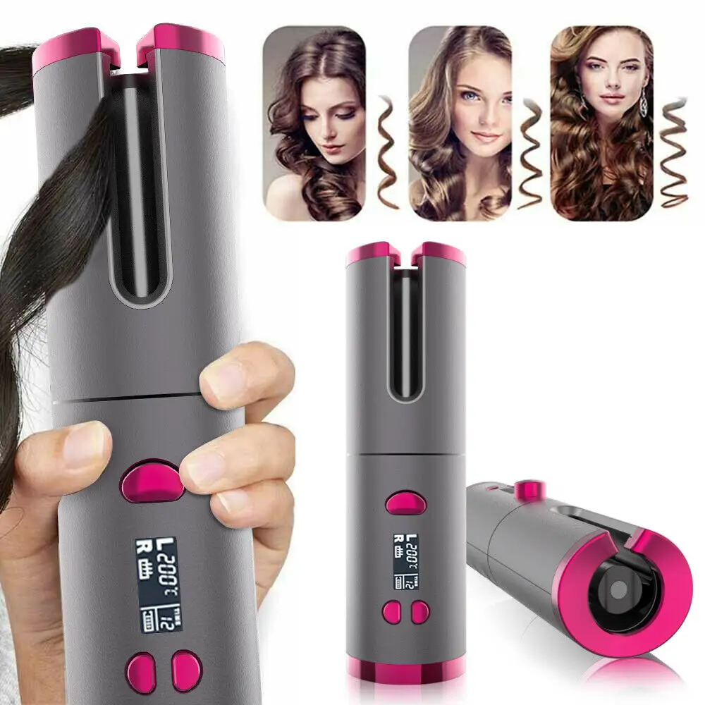 USB Charging Cordless Auto Rotating Ceramic Hair Curler Air Spin N Curl  Automatic Curling Iron Wand Hair Waves Shaper Roller