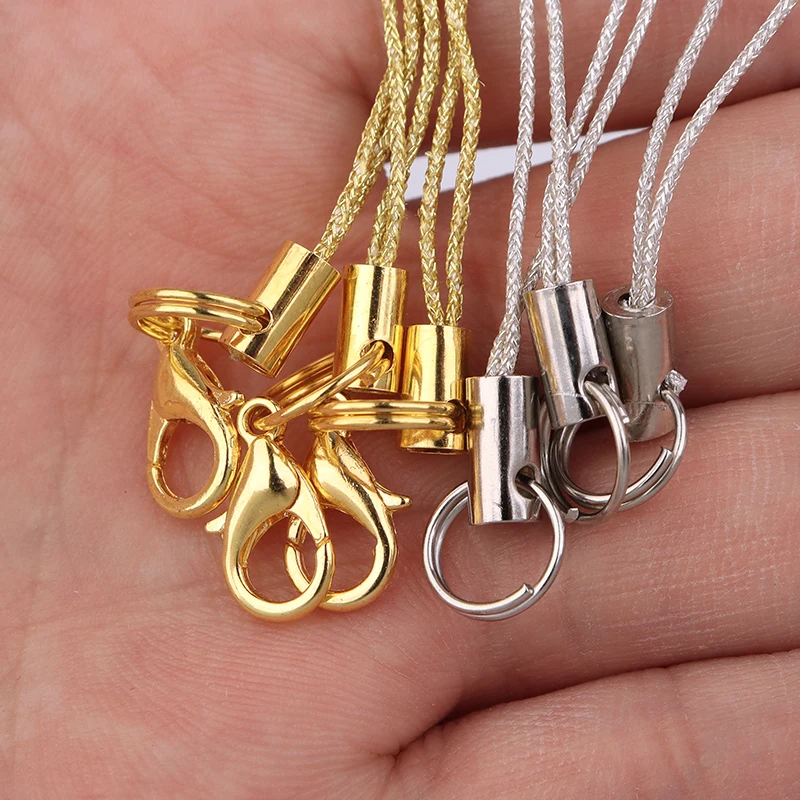 SAUVOO 20/50pcs Gold Double Circle Lobster Clasp Lanyard Strap Cord Cell Phone Mobile Straps Craft Pendant Diy Handmade Material