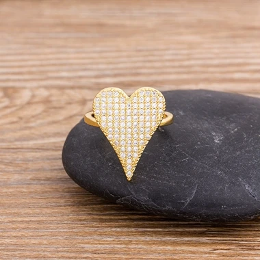 Dropshipping 6 Styles Romantic Heart Rings Fashion Gold  Color Wedding Ring for Female Statement Engagement Party Jewelry