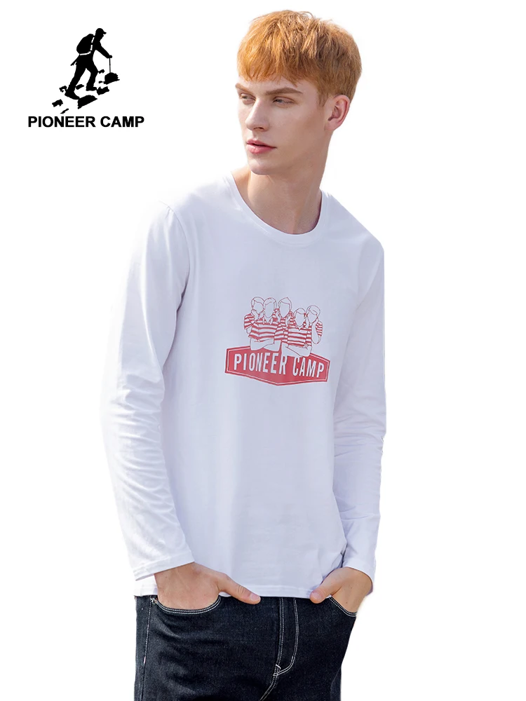 

Pioneer Camp Long Sleeve t shirt Men Cotton White Letter Print Streetwear Tops tshirt Male M-3XL ACT906287