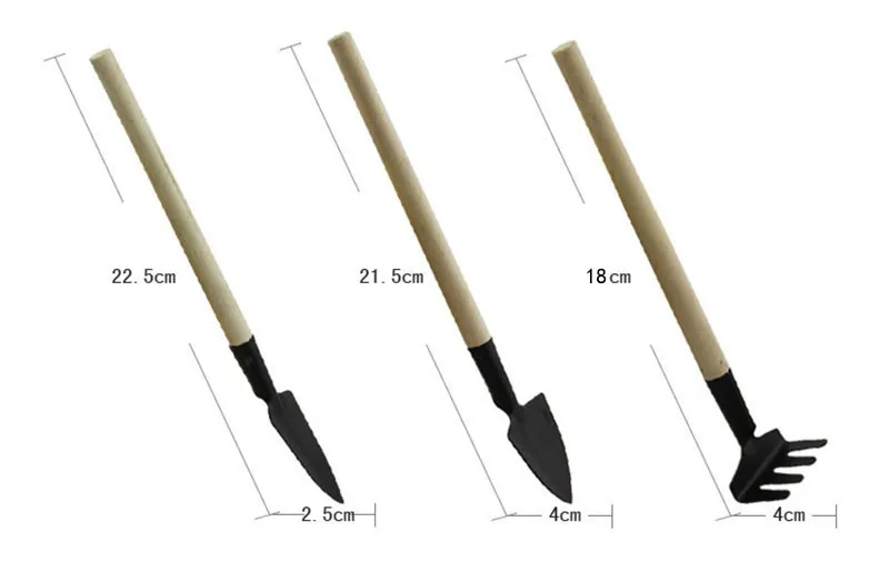 New Home Gardening 3Pcs/set Gardening Tool Set Mini Bonsai Digging Suits Three-piece Shovel Rake Garden Tools Combination