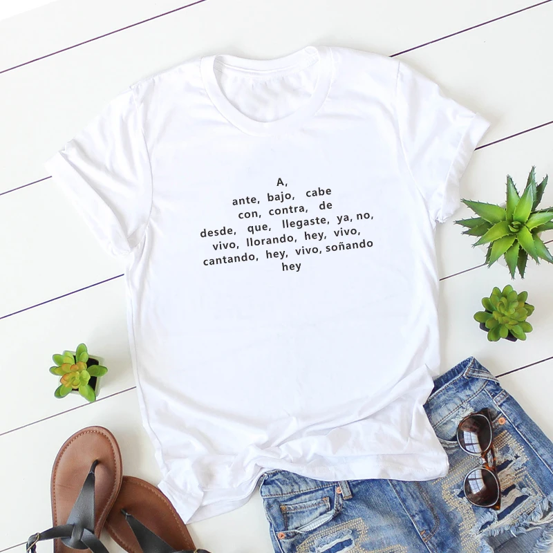 Fashion Spanish Tshirts Women Casual Tees Funny Letter Printed Graphic
