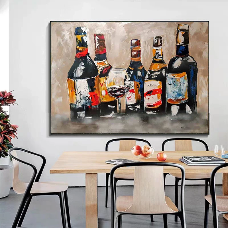 Graffiti Print and Poster Abstract Red Wine Glass Canvas Painting Dining Room Kitchen Home Decoration Wall Art Picture Cuadros