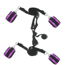 Hot Erotic Violet Leather Under Bed Restraint System Bdsm Bondage Strap Handcuffs Ankle Cuffs Accessories sex toys for couples